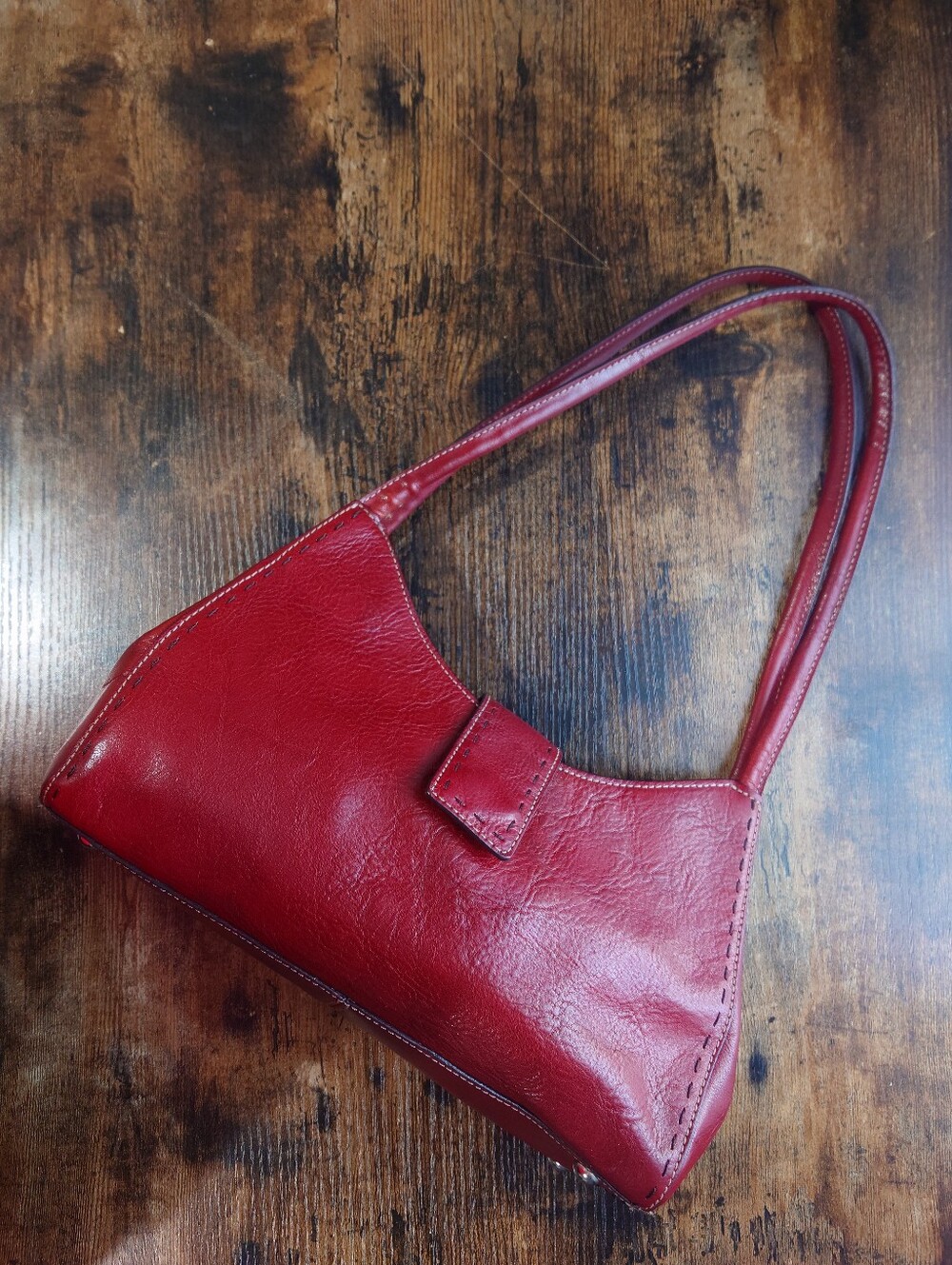 Fossil Red Genuine Leather Shoulder Bag - Picture 10 of 10